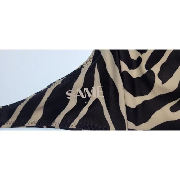 SAME Los Angeles Two-Piece Bikini Womens LargeZebra Print Bottom High Rise